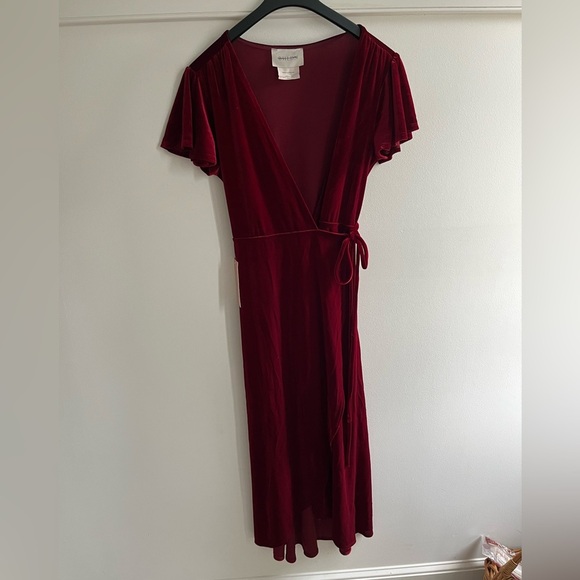 BHLDN Thrive Velvet MIDI Wrap Dress Blue Size Large NWT - Picture 4 of 16